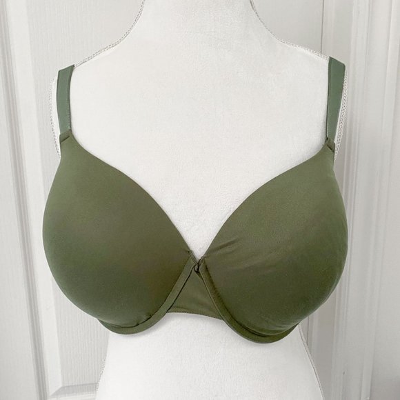 Curve Muse - Plus Size Full Coverage Padded Underwire Green Bra - Picture 4 of 9